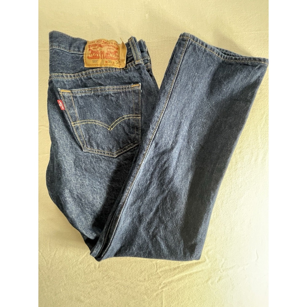Levi's 501 Button Fly Denim Blue Jeans for Men Original Fit SZ 35-34